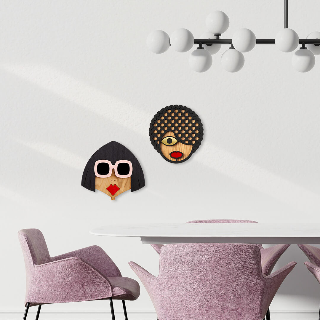 Hipster Masques Rita + Roxy (Set de 2) - Œuvre d'art originale de Tzachi Nevo